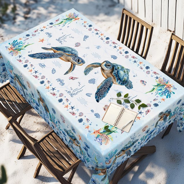 JMG Household Supplies Tischdecke mit Meeresleben-Motiv in Blau, B/B: 140 x 180 cm - Bild 1