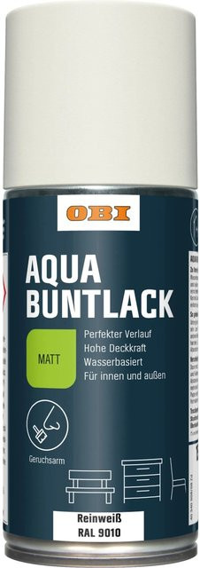OBI Buntlack Spray RAL 9010 Reinweiß matt, wasserbasiert, 150 ml - Bild 1