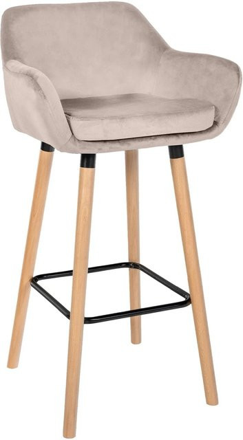 DELUKE Barhocker MIRID Samt Creme mit Lehne B/T/H: 55 x 46 x 99 cm - Bild 1