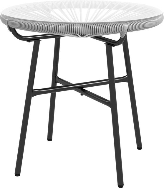 Outsunny Beistelltisch aus PE-Rattan und Metall in Grau mit Glasplatte im Boho-Stil, B/T/H: 50 x 50 x 50 cm - Bild 1