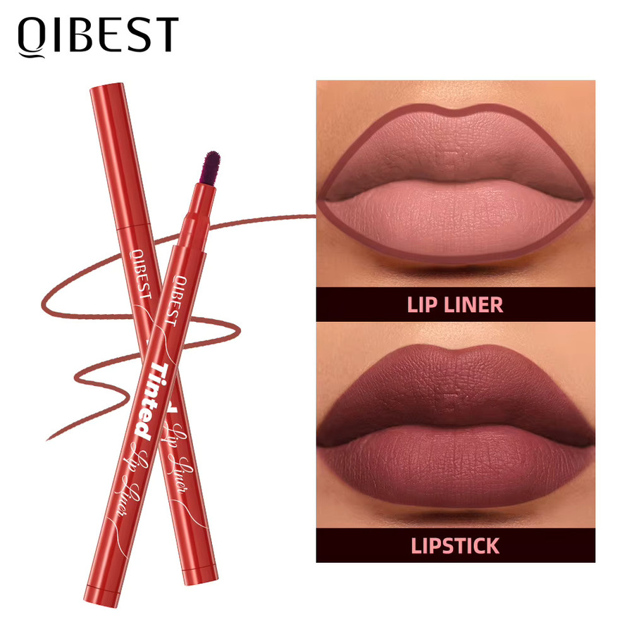QIBEST Lippenstift und Lipliner, 5 Farben, Nude, Matt - Bild 2