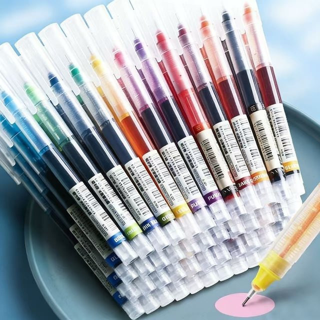 Set mit geraden Flüssigfarbstiften in Multicolour, Gelstifte mit feiner Spitze zum Zeichnen und Schreiben für Schule und Büro - Bild 1