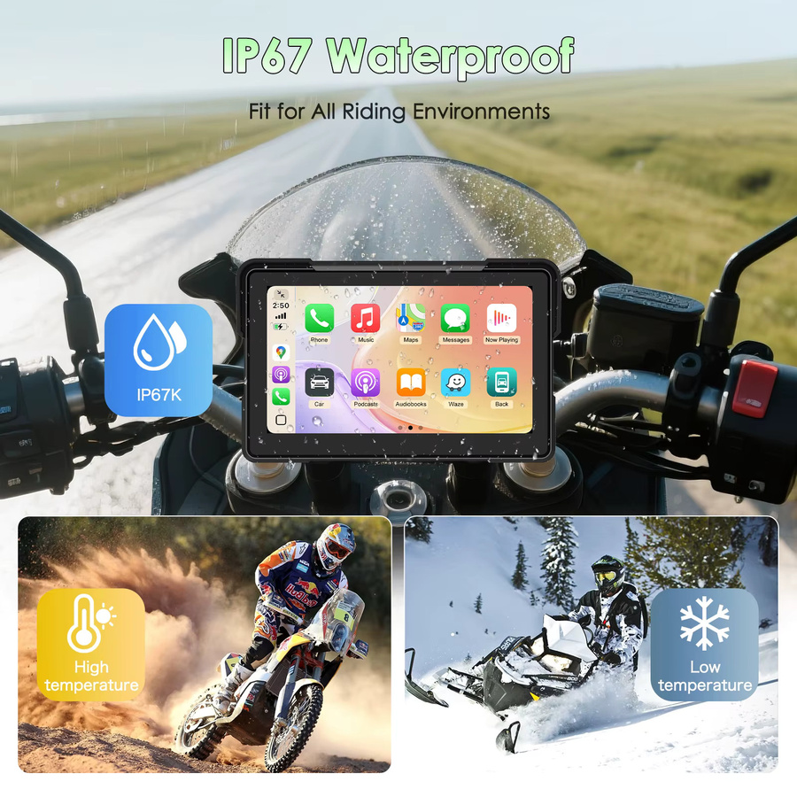 JMCQ 7 Zoll Motorrad CarPlay Bildschirm mit GPS und Dual Bluetooth für BMW R1200GS ADV, R1250GS ADV und S1000XR in Schwarz - Bild 6