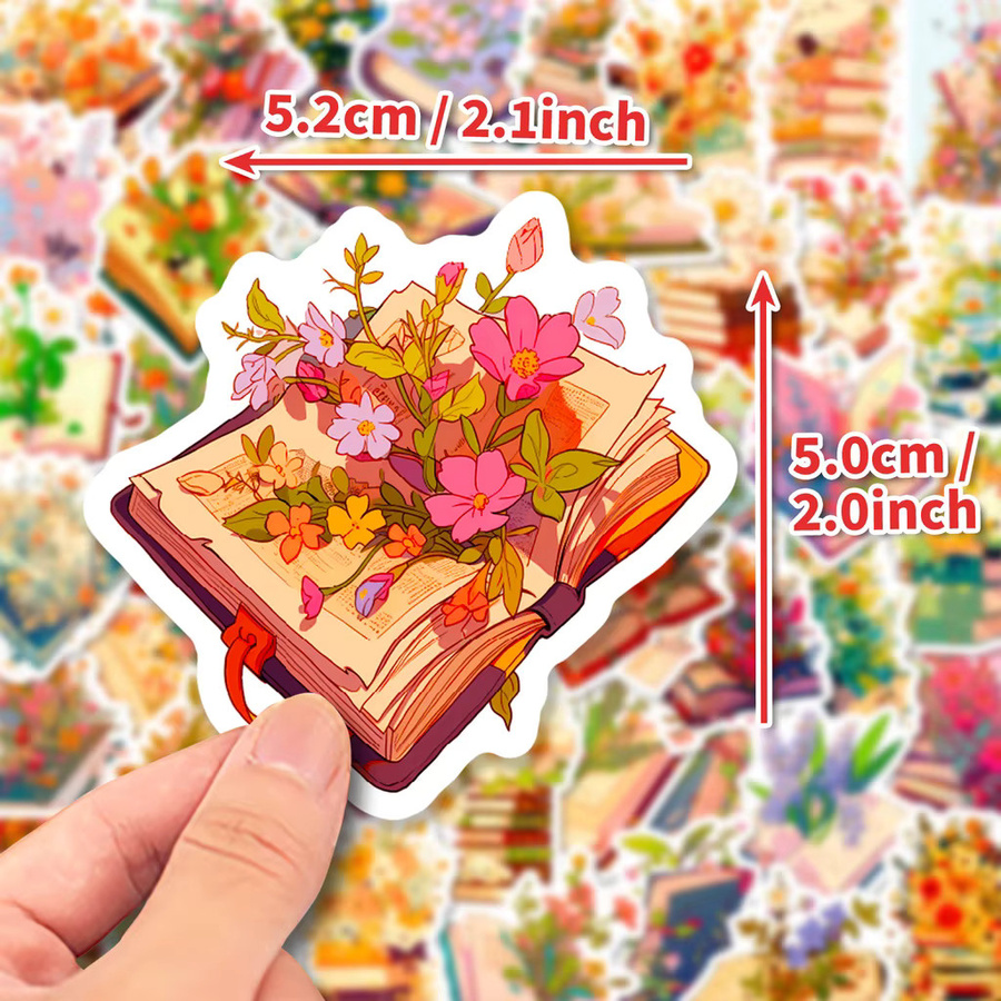 50 Stück Ästhetische Floral Bücher Aufkleber Wasserdichte Graffiti Sticker in Multicolour von BulingBulingStickers Shop - Bild 2