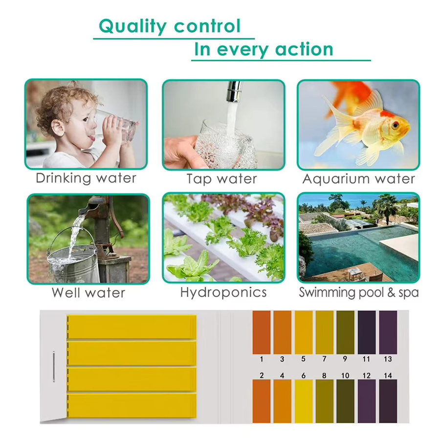MOJOYCE pH-Teststreifen zur Messung des Säuregehalts von Wasser, Kosmetik und Boden, 80-800 Stück, pH-Bereich 1-14, inklusive Kontrollkarte, Mehrfarbig - Bild 3