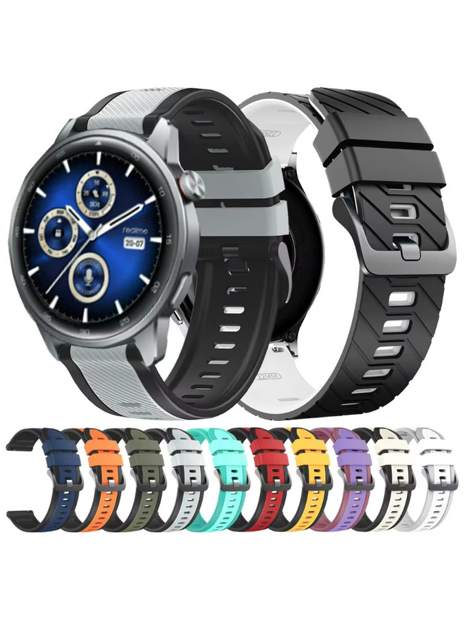 Uhrenarmband Silikon, Bicolor, Realme Watch S 2 3 Pro, 22 mm, Unisex - Bild 3