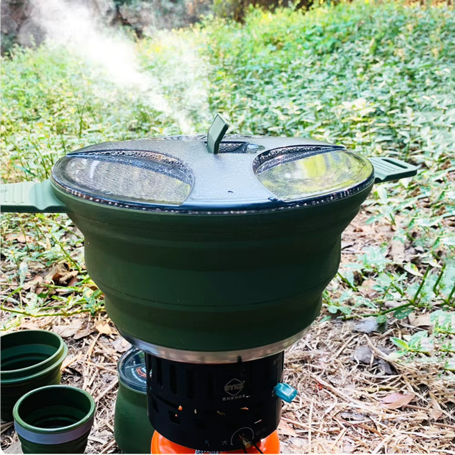 JOCESTYLE Faltbarer Camping-Wasserkocher aus Silikon in Grün für Outdoor und Reisen - Bild 2