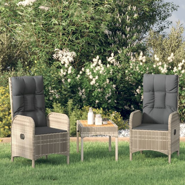 vidaXL 3-tlg. Garten-Lounge-Set aus PE-Rattan mit Kissen in Grau - Bild 3