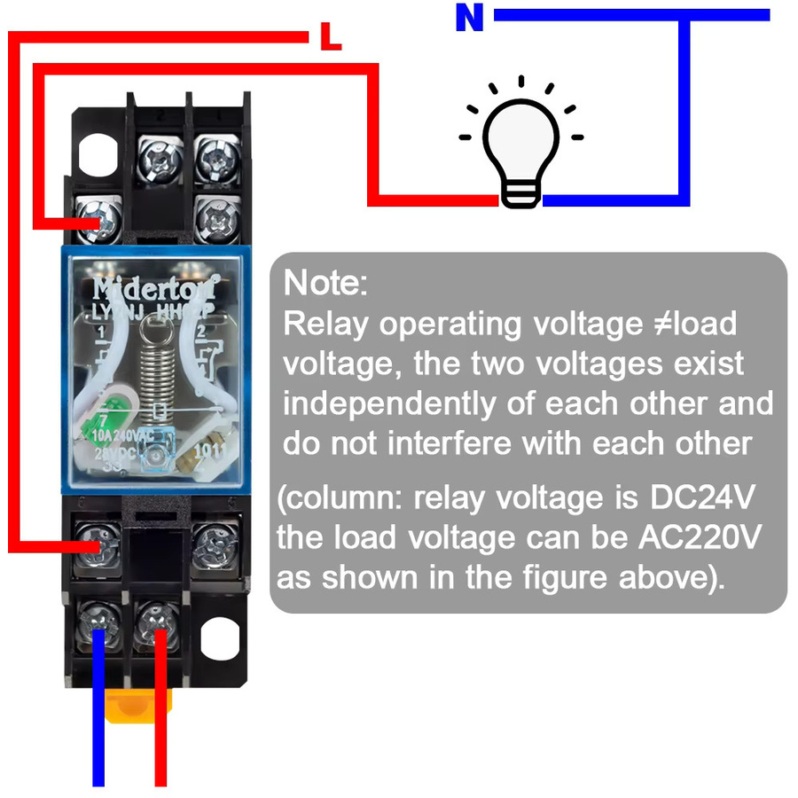 EARU LY2NJ HH62P Elektromagnetisches Relais 10A 8PIN mit Sockel für DIN-Schiene - Bild 5