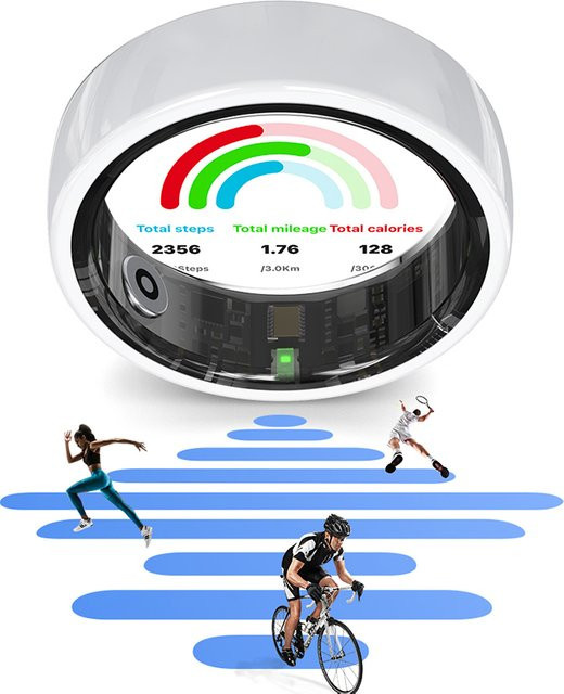 Timethinker R12 Smart Ring für Damen in Schwarz mit Ladeetui, Keramikring zur Herzfrequenz- und Schlafüberwachung, wasserdicht und mit Gestensteuerung - Bild 1