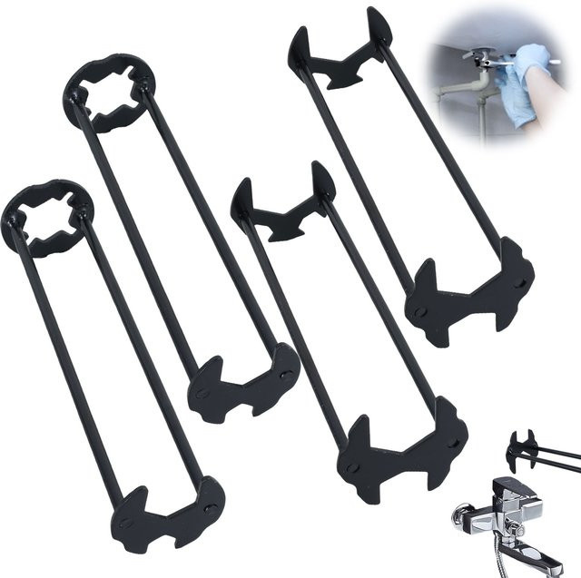 4er-Set Einstellbare Becken-Wasserhahn-Schlüssel aus Chrom-Vanadium-Stahl für Sanitärarbeiten in Küche und Badezimmer von Hands DIY in Schwarz - Bild 1