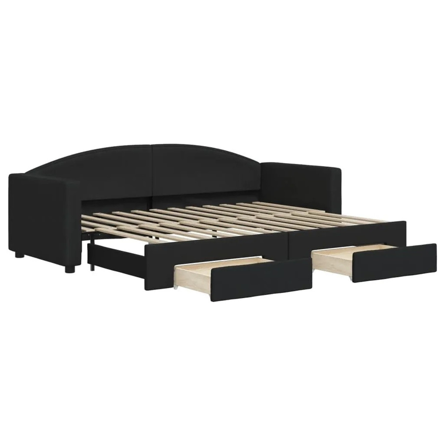 vidaXL Tagesbett ausziehbar mit Schubladen in Schwarz mit Stoffbezug B/T/H: 200 x 80 x 75 cm - Bild 2
