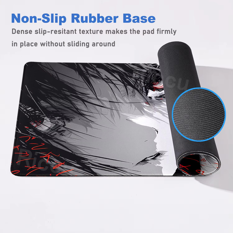 Anime Girl XXL Gaming Mauspad Riccu Schwarz Multicolour Rutschfeste Schreibtischunterlage für dein PC-Setup - Bild 3
