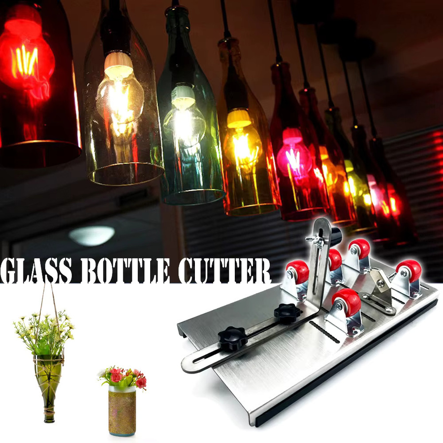 QDS Glasflaschenschneider aus Metall in Silber, verstellbare Glasflaschenschneidemaschine zum Basteln von Weinflaschen und Haushaltsdekorationen - Bild 5