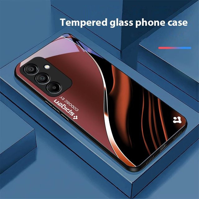 Handycase aus gehärtetem Glas für Samsung Galaxy A34 5G in Tiefblau und Schwarz - Bild 1