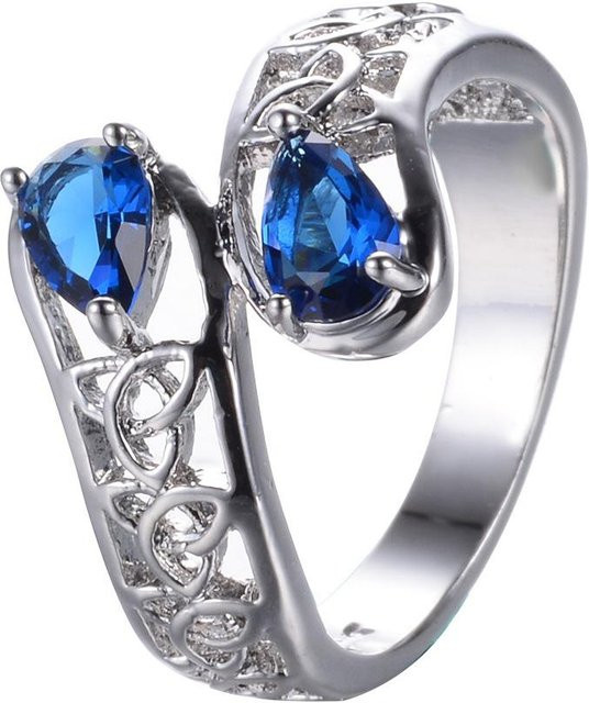 YIRAN Ring, Kupfer, Schwarz, Zirkonia, Saphir, Unisex - Bild 1