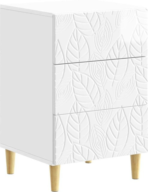 vidaXL Nachttisch in Hochglanz Weiß mit Soft-Close-Schubladen, B/T/H: 43 x 39,5 x 66,5 cm - Bild 1