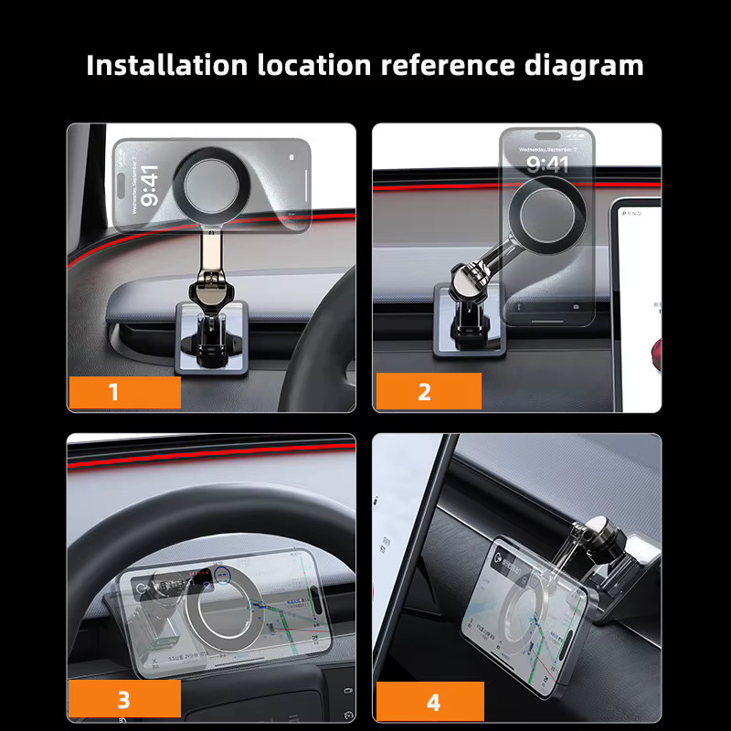 TEEQ Magnetische Handyhalterung aus Metall für Tesla Model 3 Highland und Model Y 2019-2024, Einstellbarer Telefonhalter für dein Auto - Bild 2