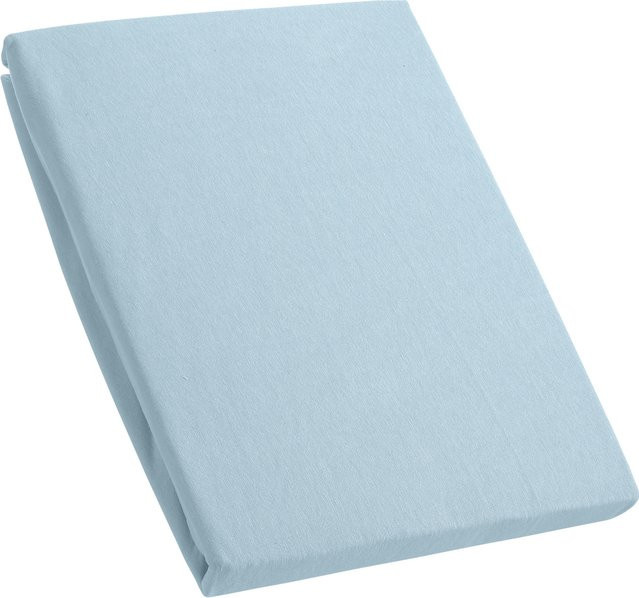 Kinzler Spannbetttuch aus Baumwoll-Jersey in Blau, B/T: 180 x 200 cm + 30 cm Höhe - Bild 1