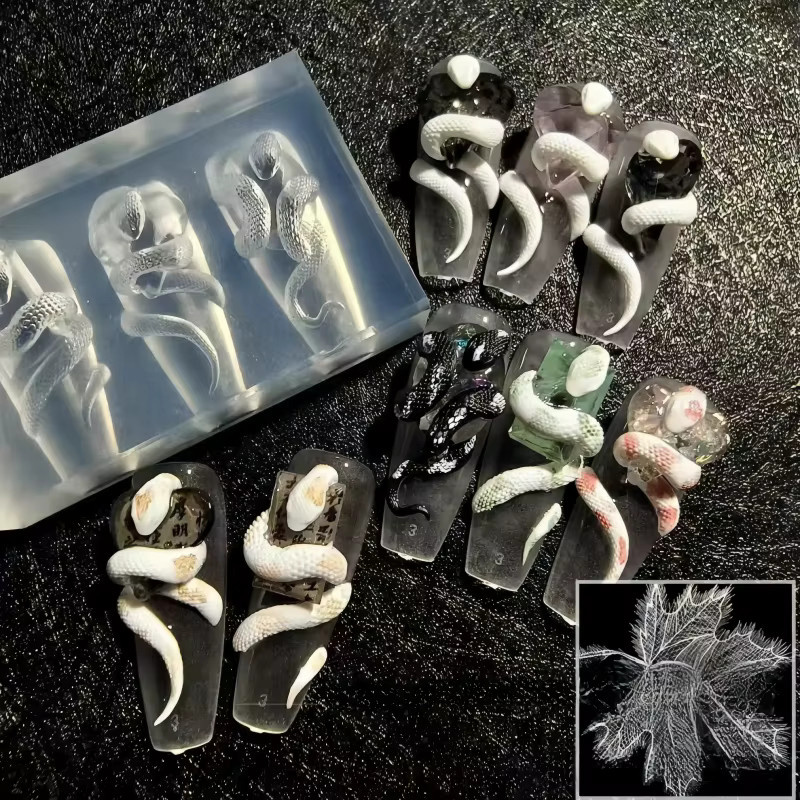 3D Silikon Schlange Nail Art Form, Transparent, DIY Werkzeug - Bild 2