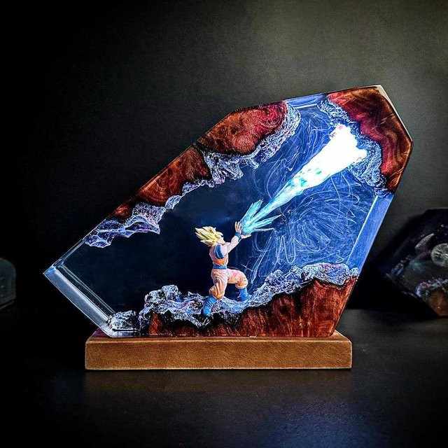 Bandai Dragon Ball Z Goku Kamehameha LED-Nachtlicht, Dekorfigur, Epoxidharz - Bild 1