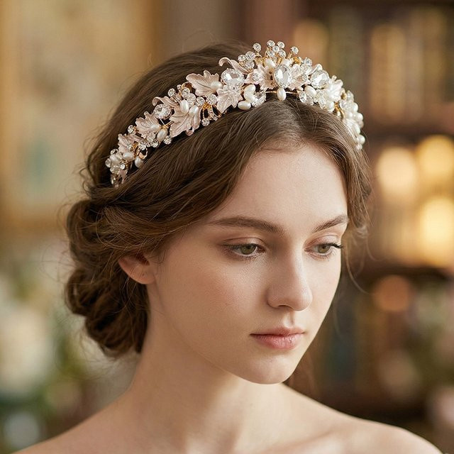Haarband Perle Blume, Kristall Tiara, Damen - Bild 1