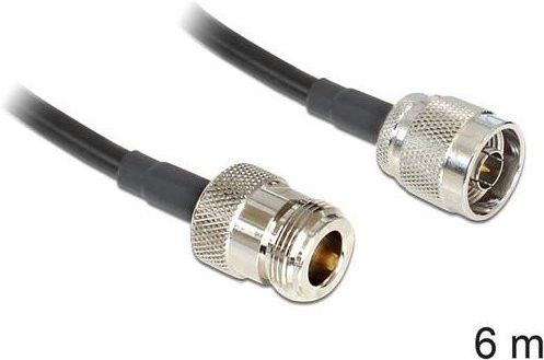 Delock WLAN-Antennen Anschlusskabel LMR-195 Koax mit N-Stecker und N-Buchse, Länge: 6 m, Schwarz - Bild 1