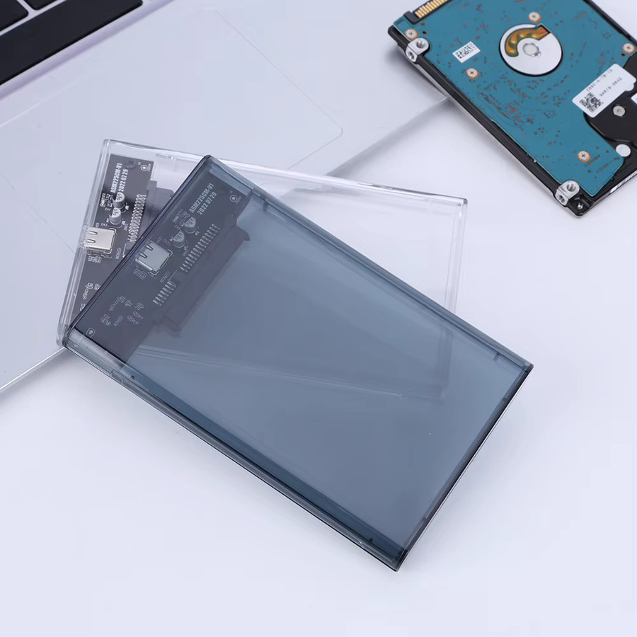 IRhasta Externes 2,5 Zoll Festplattengehäuse für HDD und SSD mit USB 3.1 und USB-C, Transparent/Schwarz - Bild 3