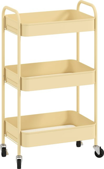 HOMCOM 3-stufiger Rollwagen in Gelb mit 3 Körben und 2 Griffen, B/T/H: 45 x 30,6 x 79 cm - Bild 1