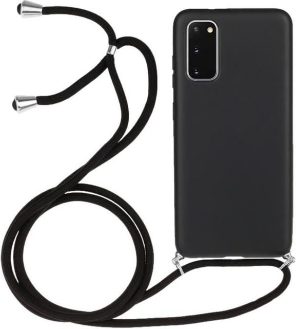 Stoßfeste Silikon-Schutzhülle mit Umhängeband für Samsung Galaxy S20 in Schwarz - Bild 1
