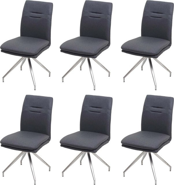 CHEFGASTRO Esszimmerstuhl 6er-Set Dunkelgrau mit gebürstetem Edelstahl Gestell B: 47 cm, T: 60 cm, H: 90 cm, Sitzhöhe: 49 cm - Bild 1