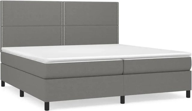 vidaXL Boxspringbett mit Matratze Hybrid-Design Dunkelgrau B/T/H: 200 x 200 x 128 cm - Bild 1