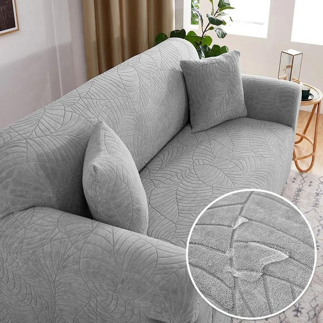 BC-Warm Home Jacquard-Sofabezug für Ecksofas, wasserabweisend und elastisch, grau, Breite: 90-140 cm - Bild 1