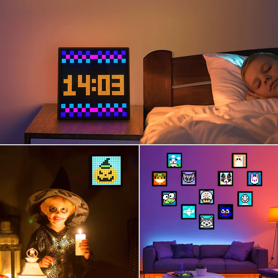 CHNAITEKE Programmierbare Pixel-Kunstanzeige mit Bluetooth-App-Steuerung, RGB-LED-Matrix-Panel in Schwarz, 32 x 32 Pixel - Bild 5