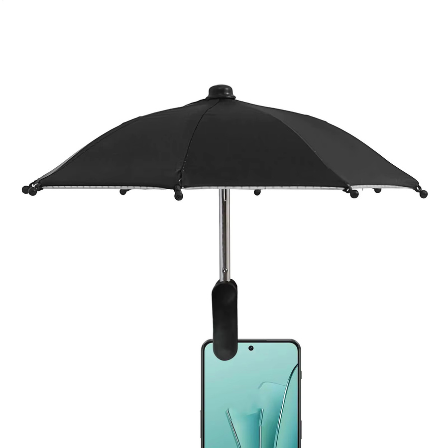Kleiner Sonnenschirm für Mobiltelefone mit Clip für Auto, Strand und Fotografie in Pink oder Schwarz - Bild 1