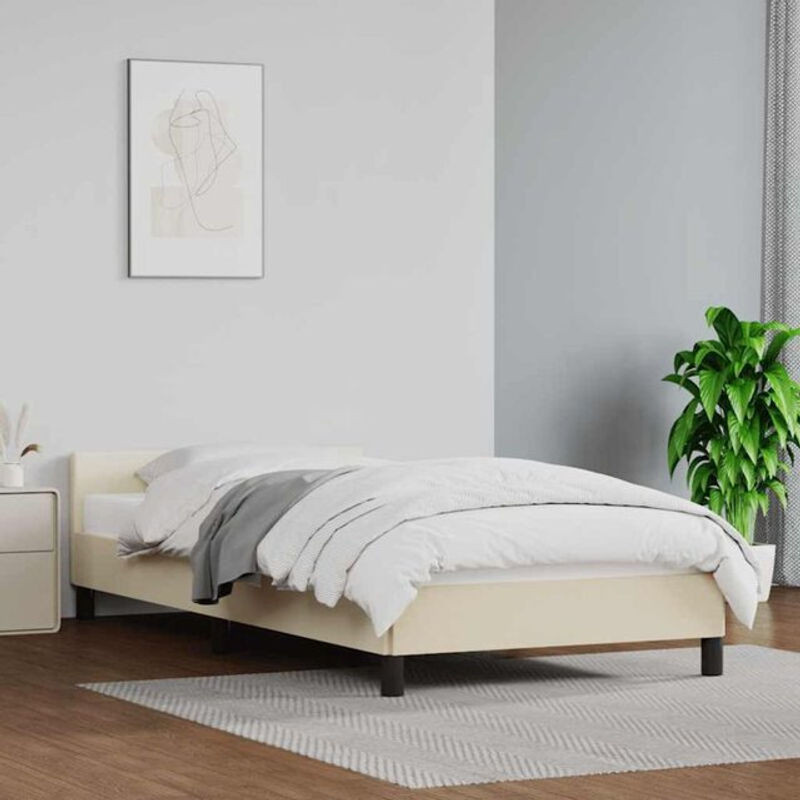 Polsterbett mit Kopfteil von Vidaxl in Beige, B/T/H: 90 x 200 cm - Bild 1