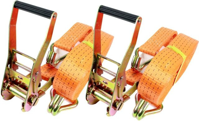 TRUTZHOLM Spanngurte mit Ratsche 2-teiliges Set, Farbe Orange/Schwarz, Länge: 6 m, Tragkraft: 5 t - Bild 1