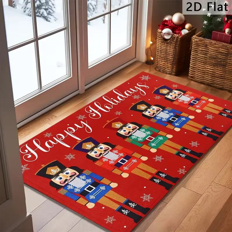 VIKAMA Weihnachtsmatte mit Nussknacker-Motiv in Rot für Innen und Außen - Bild 2