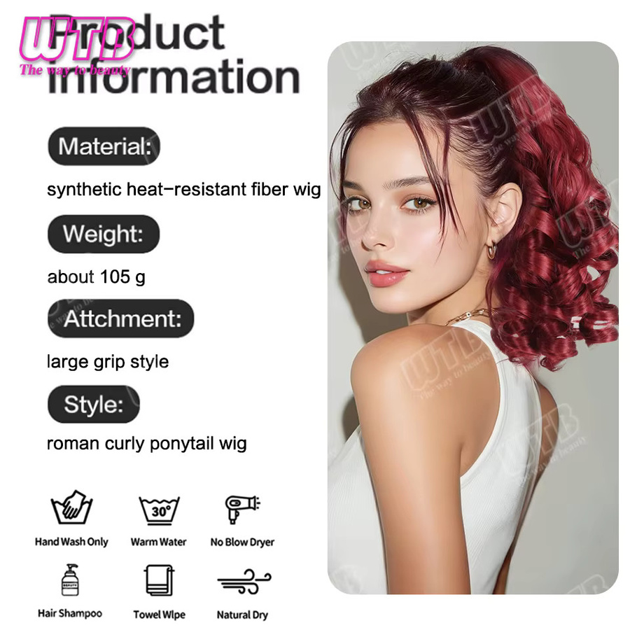 WTB Roman Curl Pferdeschwanz Synthetik-Perücke, kurz lockig, Damen - Bild 4