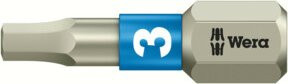 Wera 3840/1 TS 6KT-Bits aus Edelstahl in Silber und Schwarz, metrisch 3,0 mm, Länge 25 mm - Bild 1