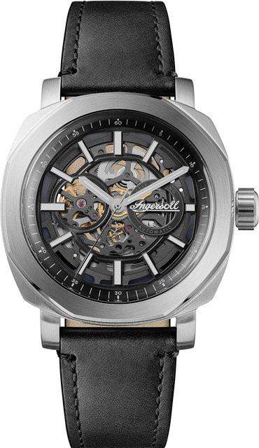 Ingersoll Herrenuhr Automatik, Edelstahl, 44 mm, Leder, Schwarz, 5 ATM - Bild 1