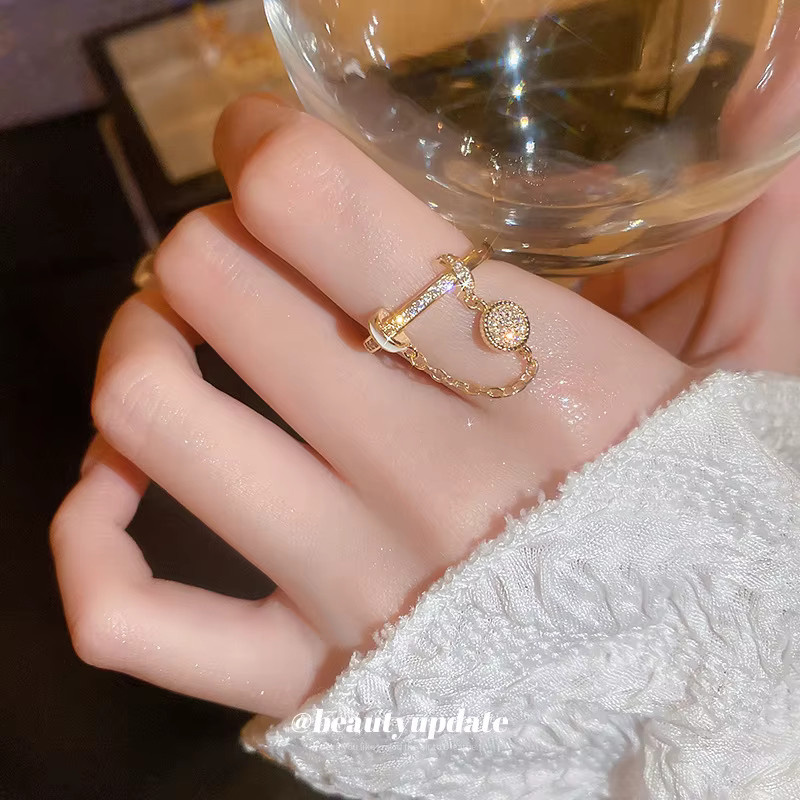UOSU Ring, Zirkonia, Gold, Diamant-Öltropfen-Design - Bild 2