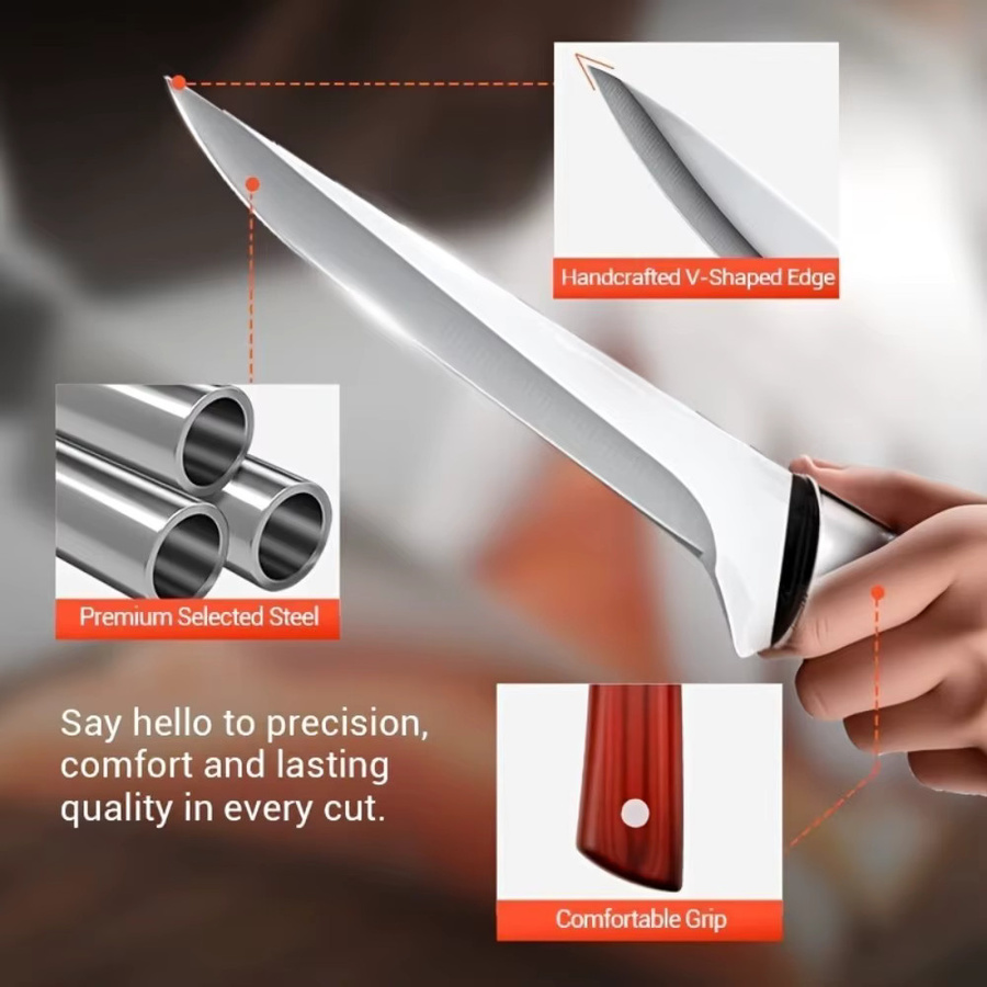 PLYS Edelstahl-Ausbeinmesser Set mit Messerhüllen, professionelle Schneidemesser inklusive Schälmesser und Fleischschneidemesser, 1/2/3 Stück - Bild 3