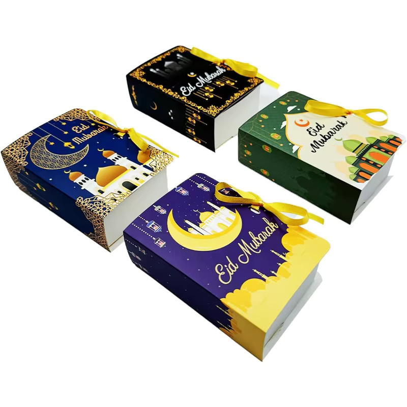 Ramadan-Geschenkbox mit goldenem Band für Eid Mubarak Feiern in Gold, Schwarz und Multicolour aus Papier - Bild 4