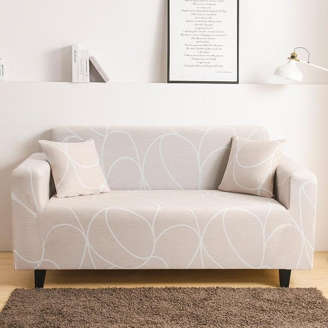 Elastischer Stretch-Sofabezug mit Grafikprint in Beige, universeller 1-Sitzer Möbelschutz aus Polyester-Spandex für 90-140 cm Breite - Bild 1