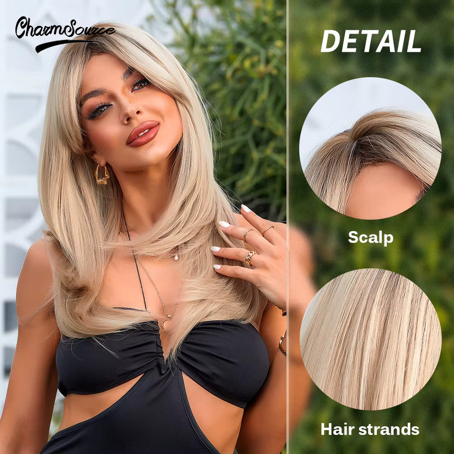 CharmSource Synthetische Perücke, blond, glatt, Damen - Bild 3
