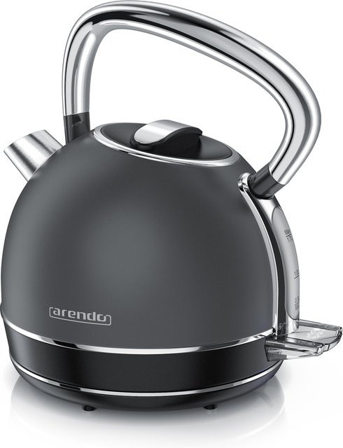 Arendo Wasserkocher im Retro Style mit Temperatureinstellung, 1,7 l, 2200 W, Edelstahl, grau - Bild 1