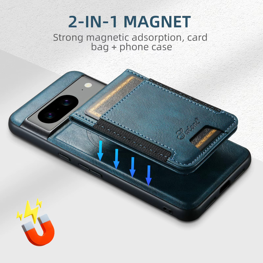 SUTENI Kunstleder Handyhülle mit Magnet Kartenhalter und Ständer für Google Pixel 10 Pro XL 9 8A 7 6 in Braun oder Blau - Bild 2