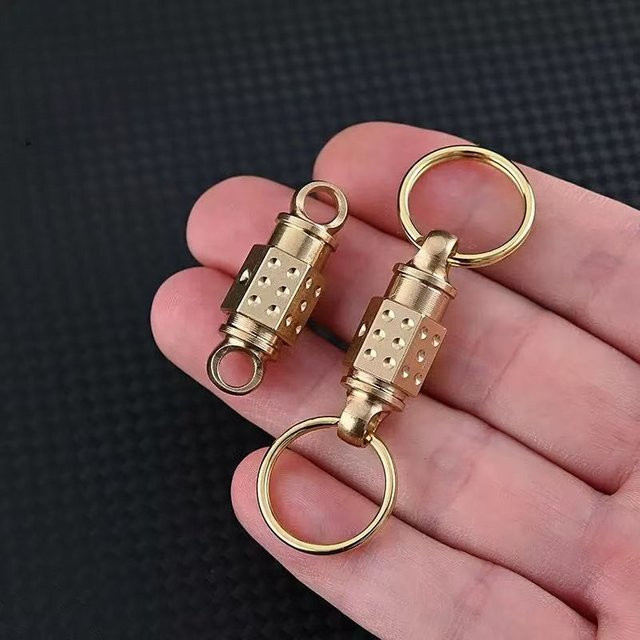JIANLAI Universalgelenk Schlüsselanhänger aus Messing in Gold mit Doppelring und Schnellverschluss - Bild 1