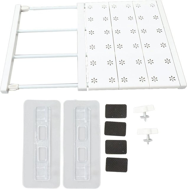 CosyHome Spannregal Verstellbar und Erweiterbar in Weiß, Schrankorganisator mit Trennwänden für Schuhschrank oder Kleiderschrank, Breite: 38-60 cm - Bild 1